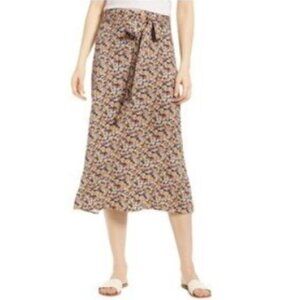 Love, Fire Tie Waist Floral Midi Skirt